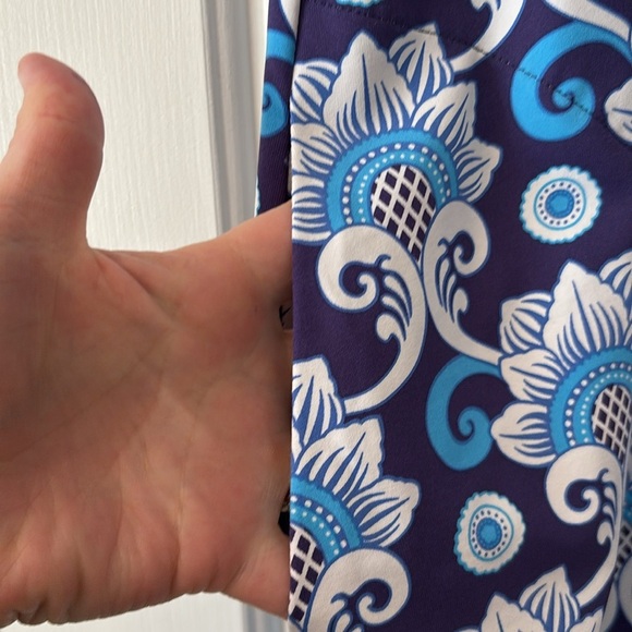 J. McLaughlin Blue and White Patterned Stretchy Dress - S - Picture 3 of 9